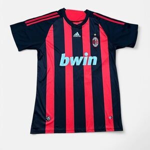 Adidas Red and Black Striped Soccer Jersey